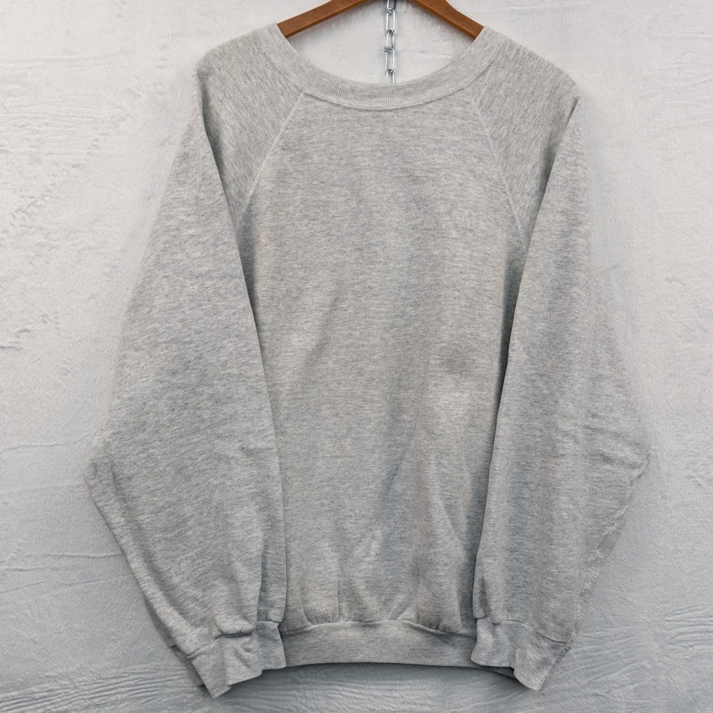 VTG Tultex Sweatshirt Men's 3XL Gray Minimalist Crewneck Raglan Blank USA 90s